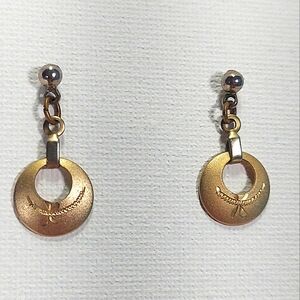 Vintage Matte Gold Tone Small Drop Dangle Earrings